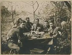 Deputy commander of the 121st Tank Brigade Galiy Adilbekovich Adilbekov - second from right