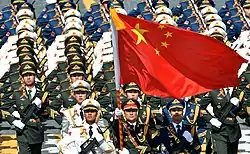 The People's Liberation Army with the PRC flag during the 2015 Moscow Victory Day Parade.