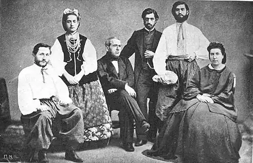 Alchevsky family in folk costumes of Sloboda Ukraine