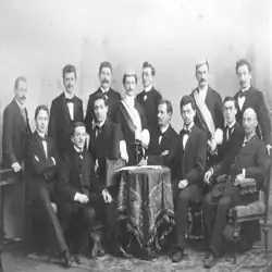 The Jewish Student Association in Leipzig, with Buber in the center surrounded by other members (1899)
