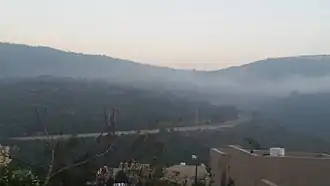 Route 784 in the section going down from the Yodfat junction to the Rakefet junction. Photo from Rakefet from the East.