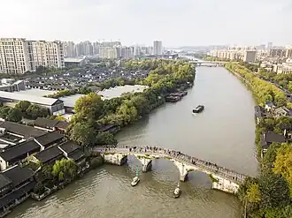 Stone bridge over a river canal