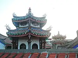 The drum tower (foreground) and the bell tower (background).
