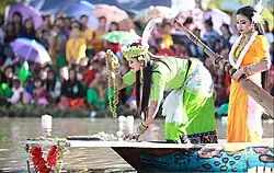 Meitei women in boat race Hiyang Tannaba festival, Manipur