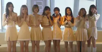 From left to right: Uchae, Lu, Sunshine, Saebom, Sohee, Chaebin, Haru, Loha
