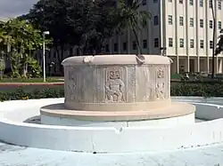 Varhey Circle Fountain (1934), cast concrete fountain by Henry H. Rempel and Cornelia MacIntyre Foley, University of Hawaii at Manoa