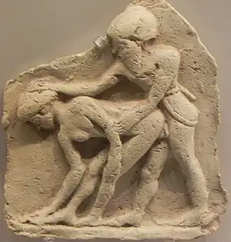 Sex between a female and a male on a clay plaque. Mesopotamia 2000 BCE.