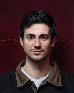 David in Renaissance Style from the series "Renaissance Documentary", oil painting on panel, 40x50 cm, 2019–2020