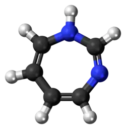 Ball-and-stick model of the 1,3-diazepine molecule