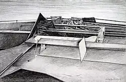 Hooded countryside, 1993, charcoal , 65 x 100&nbsp;cm