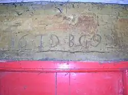 Non-structural marriage stone lintel at 'The Hill' farm, Dunlop, East Ayrshire, Scotland