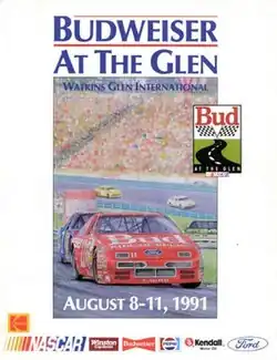 The 1991 Budweiser at The Glen program cover, featuring Geoff Bodine.