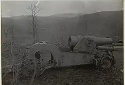 A 210/8 D.S. in traveling position with Bonagente groussers that was captured after the Battle of Caporetto.