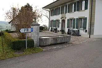 Buildings and fountain in Seeberg village