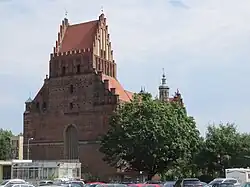 Photograph of a red brick church