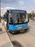 Grande West Vicinity Classic in Saskatoon Transit's blue paint scheme, with bike rack, received in 2017 from Grande West.