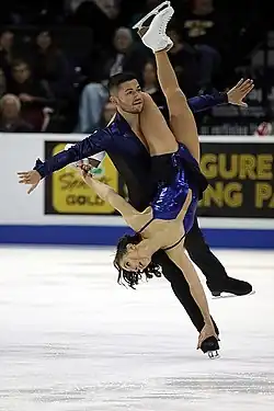 Lilah Fear and Lewis Gibson at the 2018 Skate America