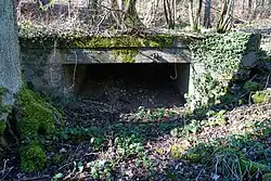 The concrete entrance to the tunnel.