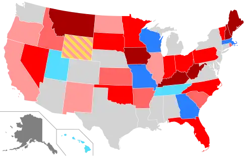 Net changes to lower house seats after the 2020 elections &nbsp;&nbsp;&nbsp;&nbsp;&nbsp;+1 Rep seat &nbsp;&nbsp;&nbsp;&nbsp;&nbsp;+2 Rep seats &nbsp;&nbsp;&nbsp;&nbsp;&nbsp;+3–5 Rep seats &nbsp;&nbsp;&nbsp;&nbsp;&nbsp;+6–47 Rep seats &nbsp;&nbsp;&nbsp;&nbsp;&nbsp;+1 Dem seat &nbsp;&nbsp;&nbsp;&nbsp;&nbsp;+2 Dem seats &nbsp;&nbsp;&nbsp;&nbsp;&nbsp;+1 Lib seat &nbsp;&nbsp;&nbsp;&nbsp;&nbsp;+2 Ind seats