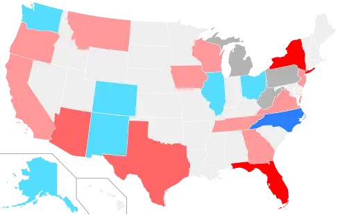 Net changes to U.S. House seats after the 2022 elections      +1 Dem House seat      +2 Dem House seats      +1 Rep House seat      +2 Rep House seats      +3–4 Rep House seats      Republicans lost 1 seat due to reapportionment