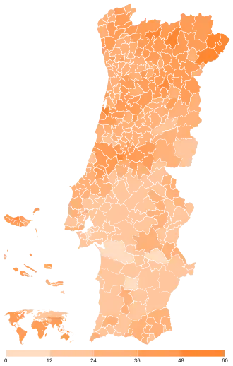 Share of the Social Democratic Party (PSD) by municipality