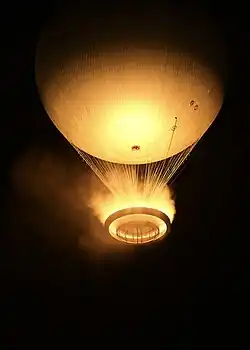 Balloon carrying the flame rises