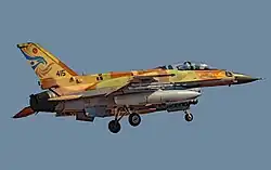 An F-16I Sufa of 253 Squadron "Negev" during Exercise Red Flag at Nellis Air Force Base near Las Vegas in August 2016