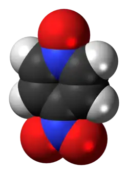 Space-filling model of the 4-nitropyridine-N-oxide molecule