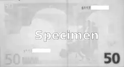 Verso illuminated at 700&nbsp;nm: The serial number (left bottom) nearly disappears.