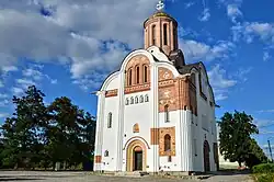 St. George the Victorious was recently rebuilt from ruins in the manner of an ancient 11–12th c. Ruthenian temple, on the foundation of the church destroyed by the Tatar-Mongols. It is said to be the white church that gave the city its name in a 14th c. homage to Yaroslav the Wise.[44]