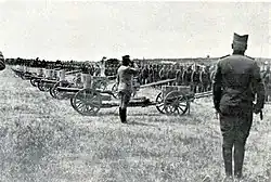 GebirgsKanone 06 guns captured by the French being delivered to Serb artillerymen.