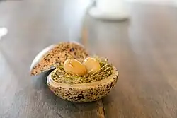 Danish-style smoked and pickled quail egg
