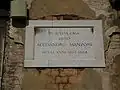 Commemorating plaque for Alessandro Manzoni, who lived here in 1803–1804.