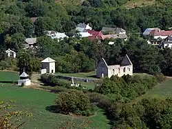 Ruins of a Romanesque church in Haluzice