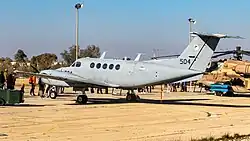 A King Air Tzofit of the IAF Flight Academy (see symbol on tail) during an exhibition in 2019 at Hatzerim