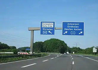 Start of A&nbsp;544 at Autobahn interchange Aachen (2010)