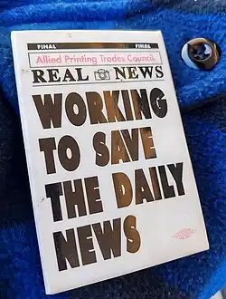 Labor union button badge from the October 1990 strike