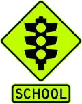 Signal-controlled school crossing ahead