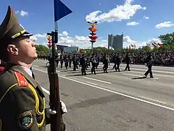 Image 14The 2015 Minsk Victory Day Parade on Victors Avenue. Victory Day (9 May) celebrations are a major part of cultural life in the capital. (from Culture of Belarus)