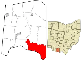 Location in Adams County and the state of Ohio.