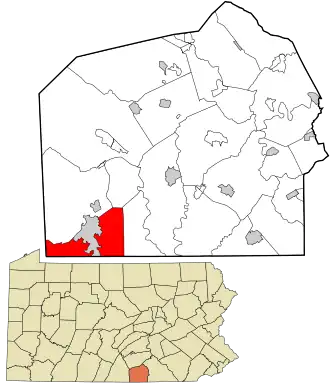 Location in Adams County and the state of Pennsylvania.