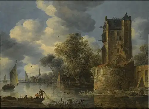 River Landscape with a Bastion, c. 1660s, Private collection, Location unknown
