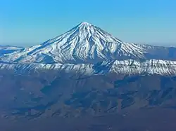 Aerial view of Mount Damavand, Mazandaran