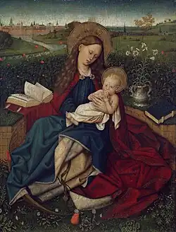After Robert Campin, set in a hortus conclusus