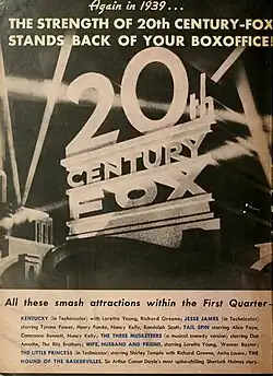 Image 5The 20th Century-Fox logo depicted in a 1939 advertisement in Boxoffice (from 20th Century Studios)