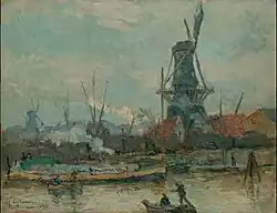 Les anciens moulins du port de rotterdam un jour de grand vent, ca.1890