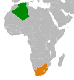 Map indicating locations of Algeria and South Africa