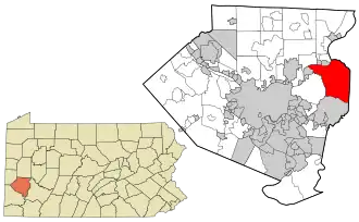 Location in Allegheny County, Pennsylvania