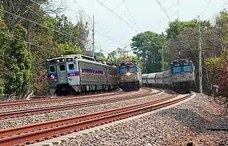 Amtrak and SEPTA Regional Rail share operations over the Main Line grade between Philadelphia and Thorndale