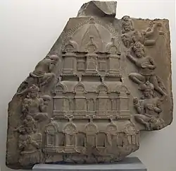 Relief of a multi-storied temple, 2nd century CE, Ghantasala Stupa[43][44]